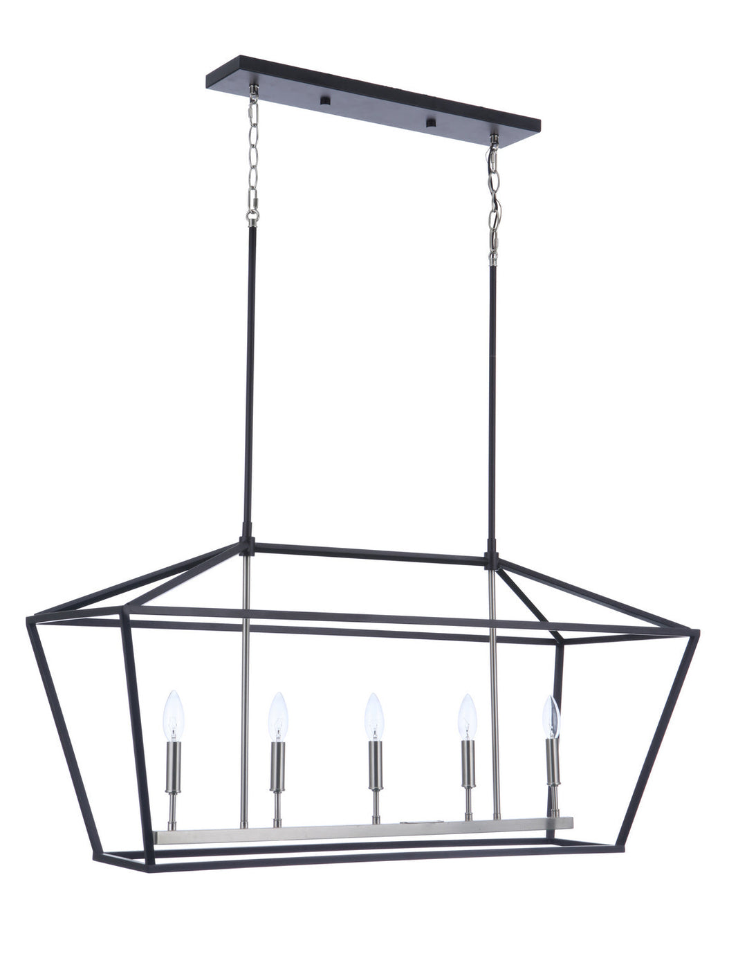 Flynt II Five Light Island Pendant in Flat Black/Brushed Polished Nickel