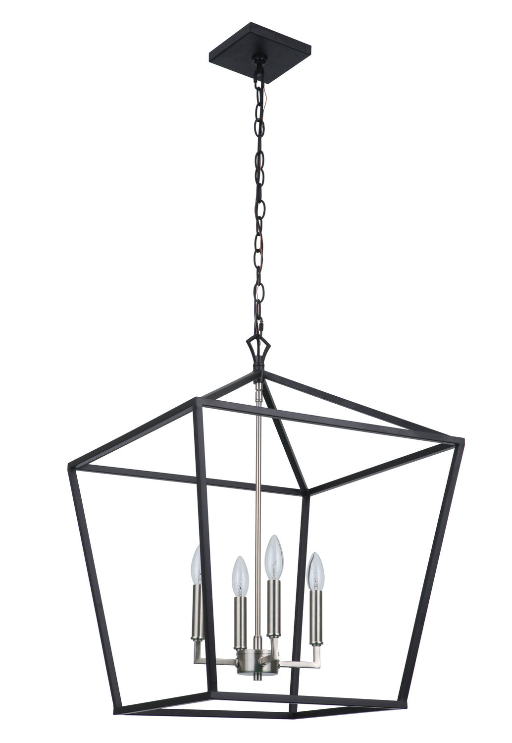 Flynt II Four Light Foyer Pendant in Flat Black/Brushed Polished Nickel