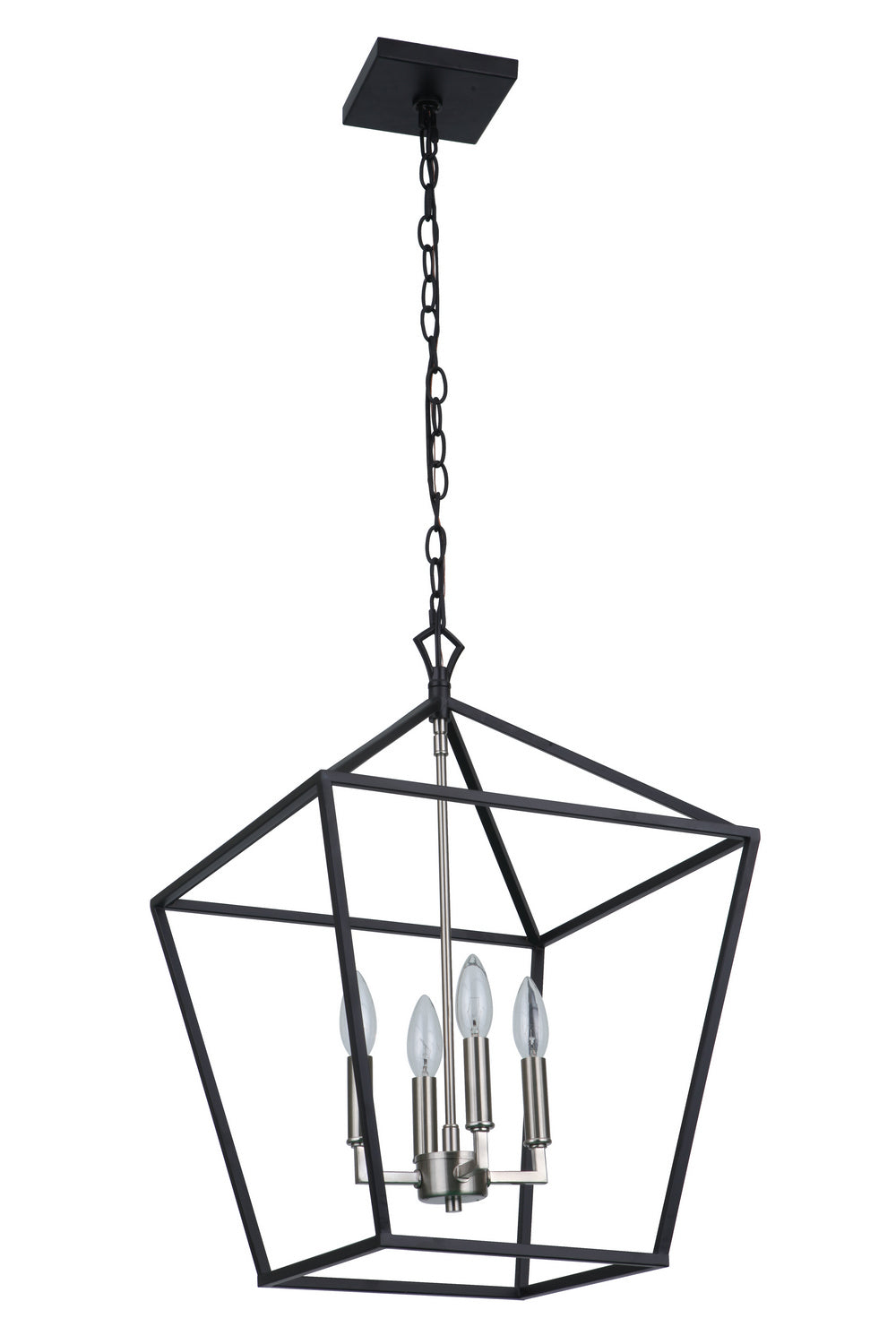 Flynt II Four Light Foyer Pendant in Flat Black/Brushed Polished Nickel