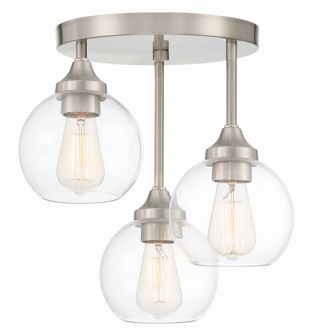 Glenda Three Light Semi Flush Mount in Brushed Polished Nickel