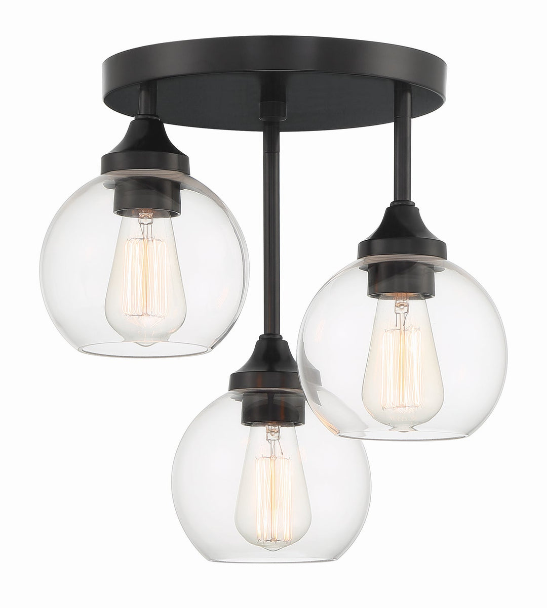 Glenda Three Light Semi Flush Mount in Flat Black