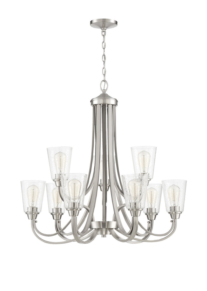 Grace Nine Light Chandelier in Brushed Polished Nickel