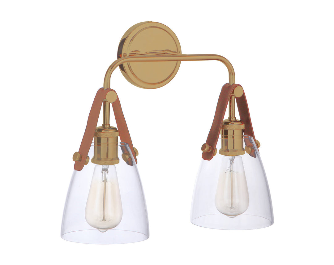 Hagen Two Light Wall Sconce in Vintage Brass