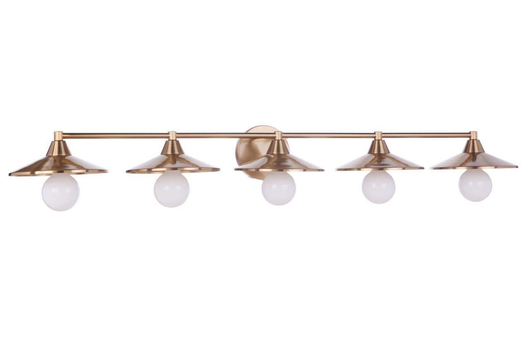 Isaac Five Light Vanity in Satin Brass