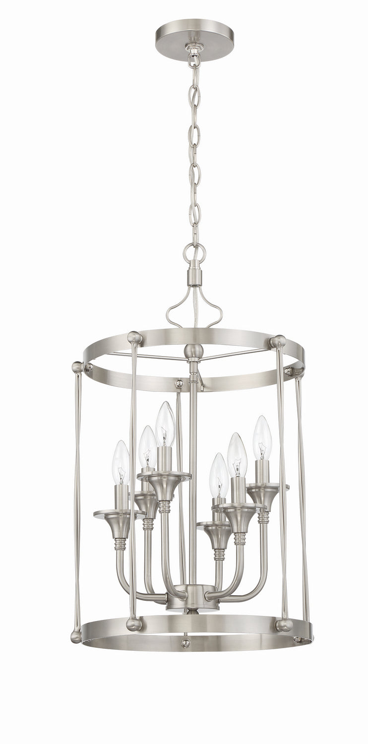 Jolenne Six Light Foyer Pendant in Brushed Polished Nickel