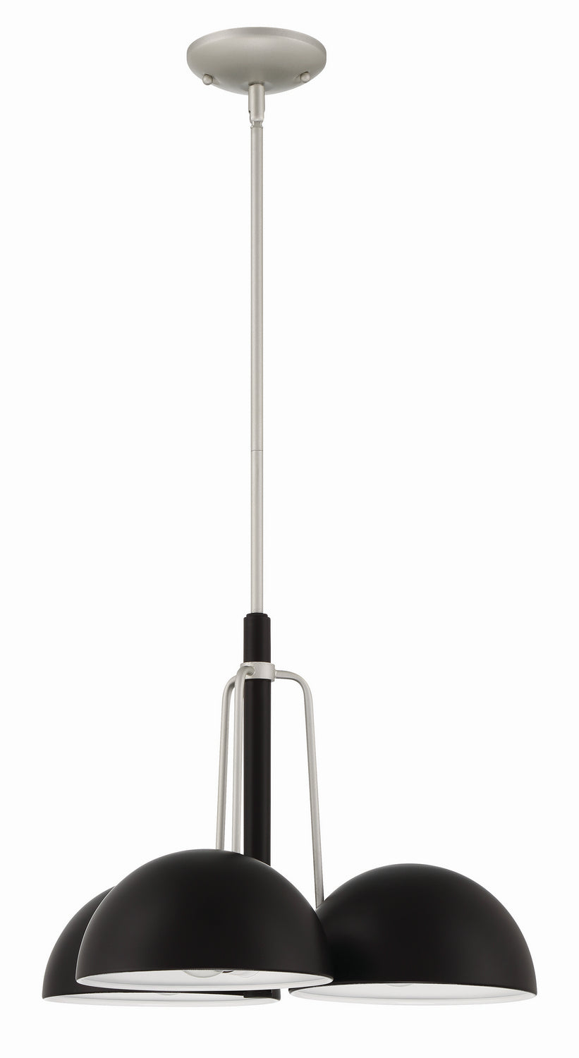Kahn Three Light Outdoor Chandelier in Midnight/Satin Aluminum