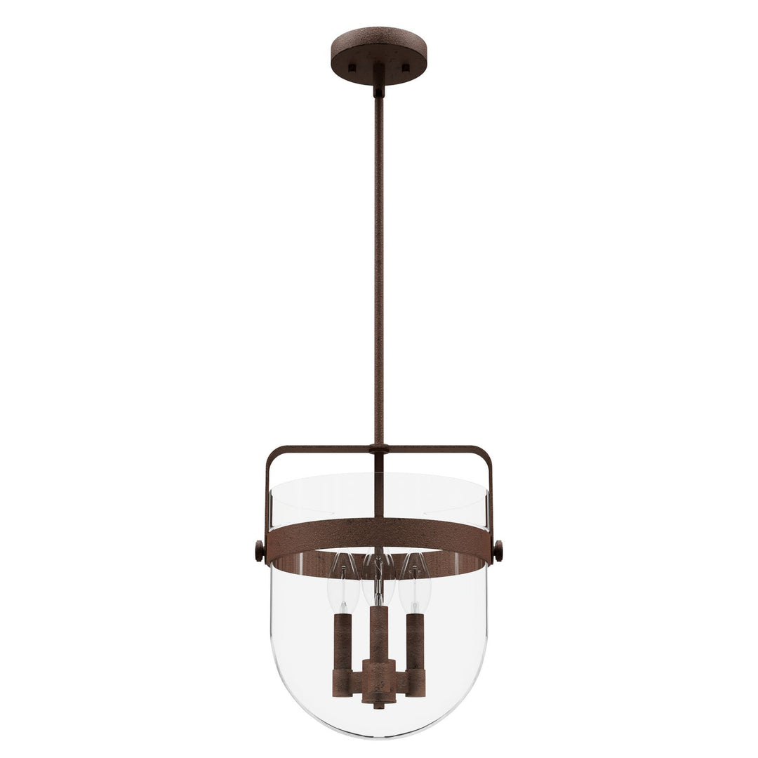 Karloff Three Light Pendant in Textured Rust