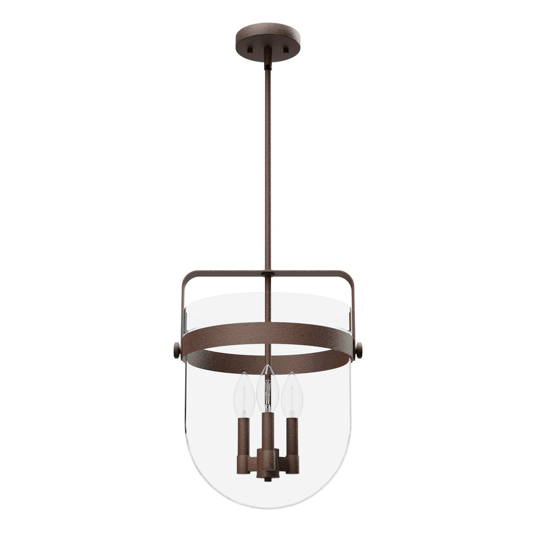 Karloff Three Light Pendant in Textured Rust