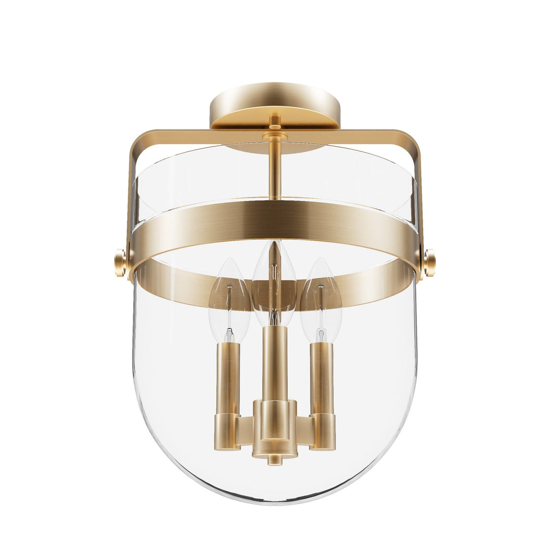 Karloff Three Light Semi-Flush Mount in Alturas Gold