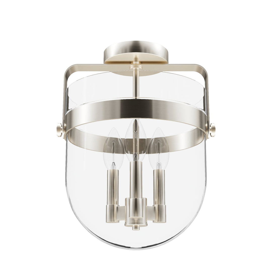 Karloff Three Light Semi-Flush Mount in Brushed Nickel