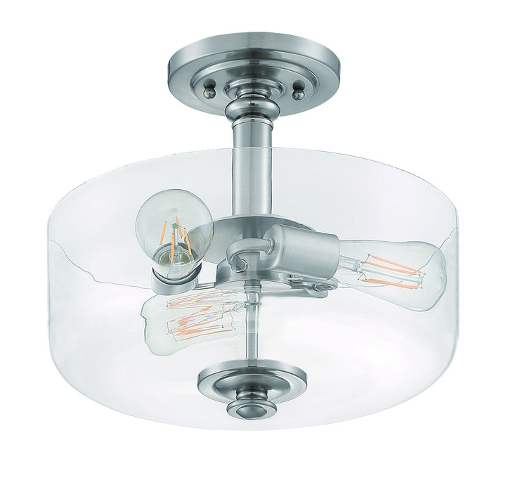 Dardyn Three Light Convertible Semi Flush/Pendant in Brushed Polished Nickel