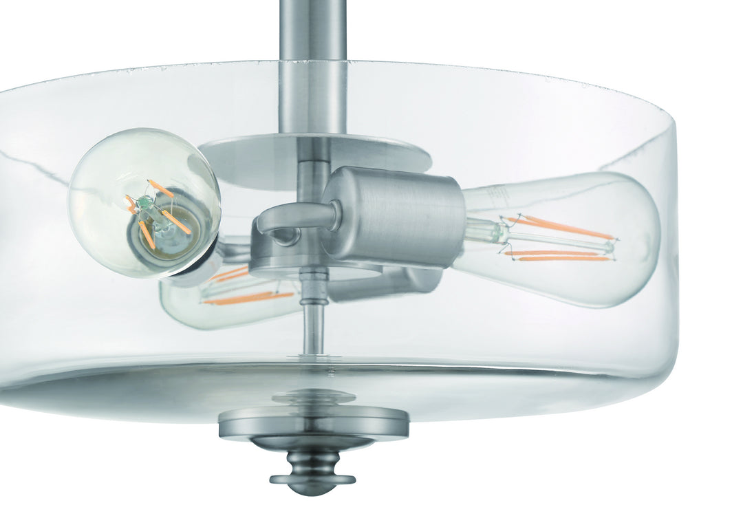 Dardyn Three Light Convertible Semi Flush/Pendant in Brushed Polished Nickel