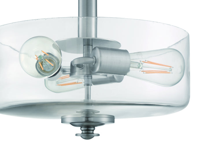 Dardyn Three Light Convertible Semi Flush/Pendant in Brushed Polished Nickel