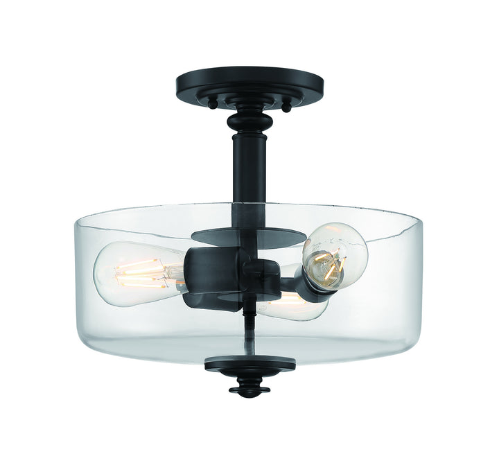 Dardyn Three Light Convertible Semi Flush/Pendant in Flat Black