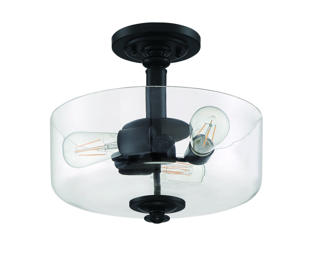 Dardyn Three Light Convertible Semi Flush/Pendant in Flat Black