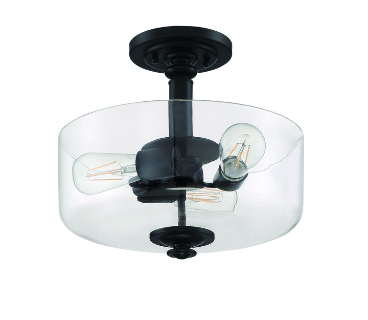 Dardyn Three Light Convertible Semi Flush/Pendant in Flat Black