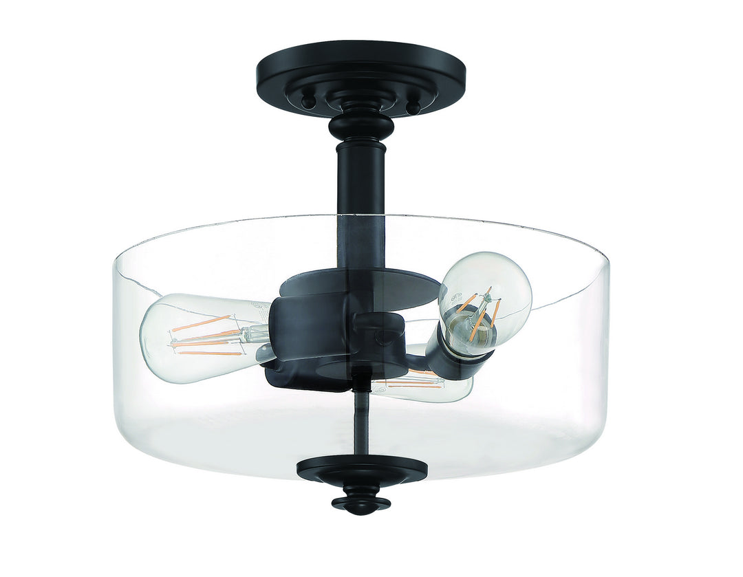 Dardyn Three Light Convertible Semi Flush/Pendant in Flat Black