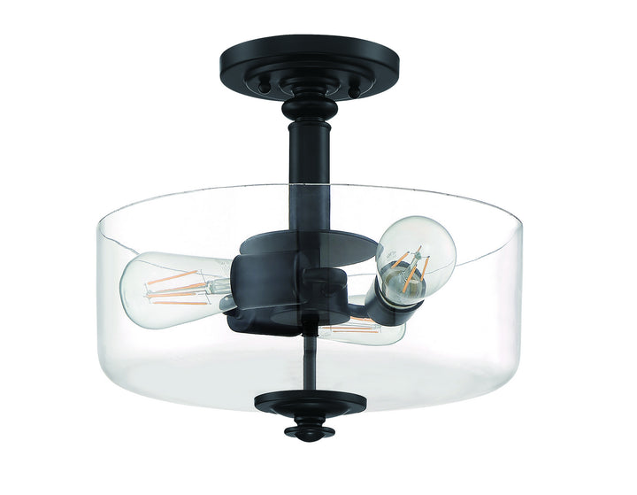 Dardyn Three Light Convertible Semi Flush/Pendant in Flat Black