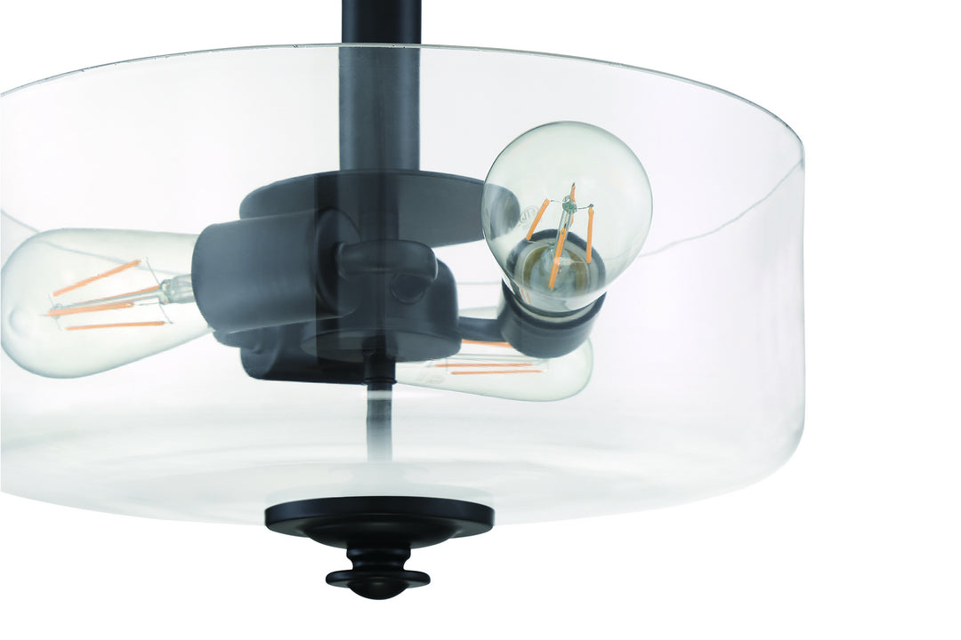 Dardyn Three Light Convertible Semi Flush/Pendant in Flat Black