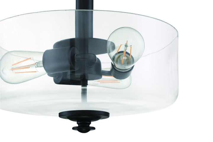 Dardyn Three Light Convertible Semi Flush/Pendant in Flat Black