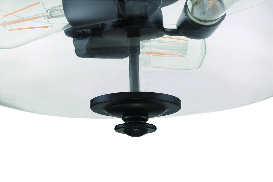 Dardyn Three Light Convertible Semi Flush/Pendant in Flat Black