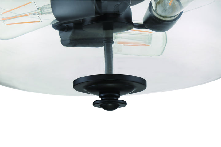 Dardyn Three Light Convertible Semi Flush/Pendant in Flat Black