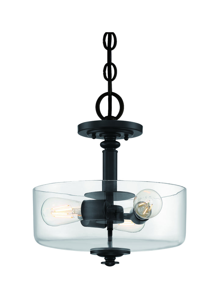 Dardyn Three Light Convertible Semi Flush/Pendant in Flat Black
