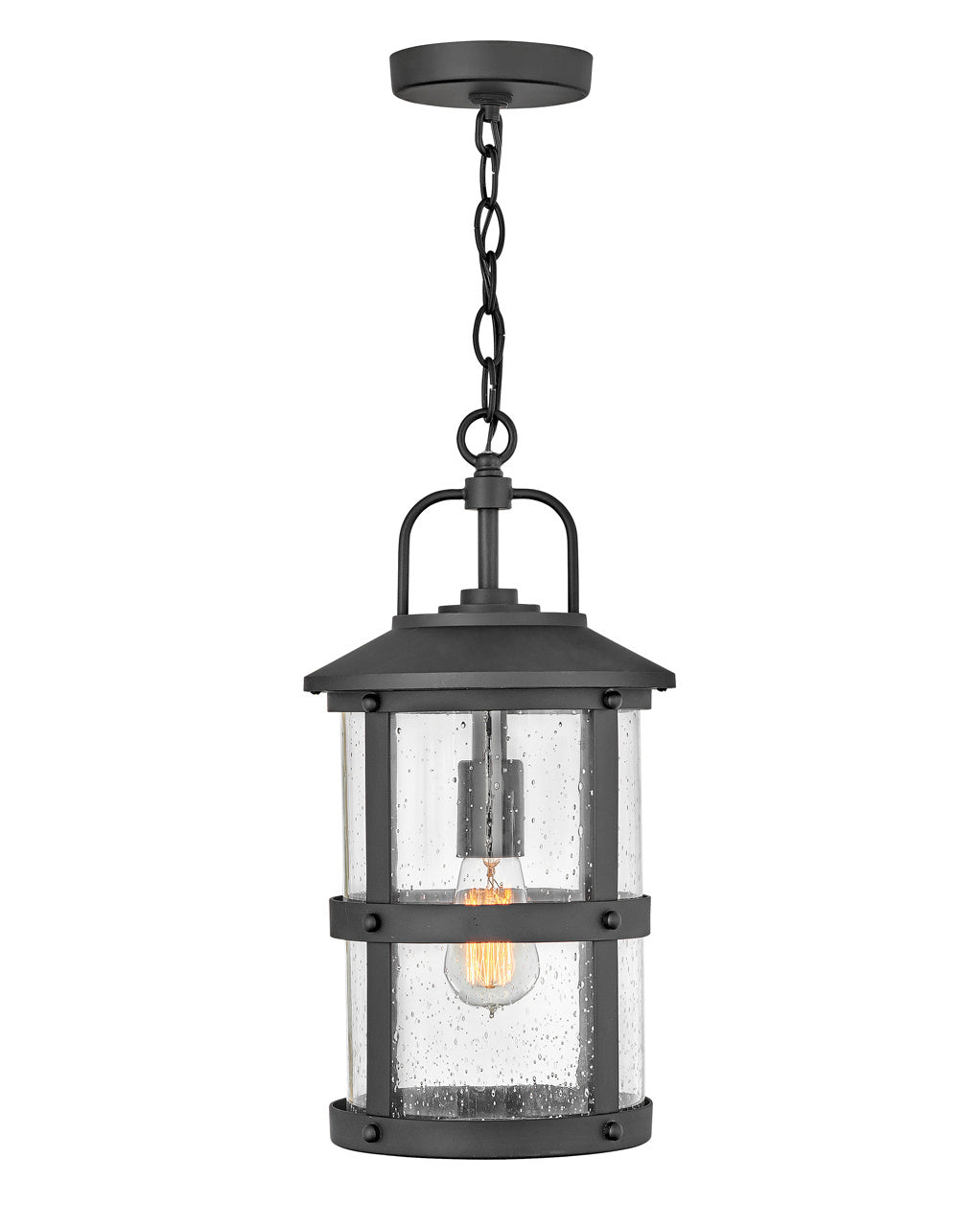 Lakehouse LED Hanging Lantern in Black