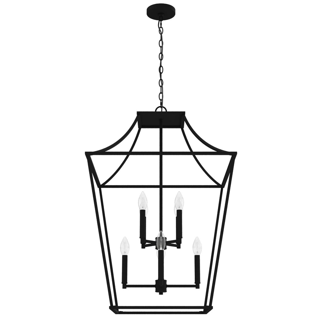 Laurel Ridge Eight Light Pendant in Natural Black Iron