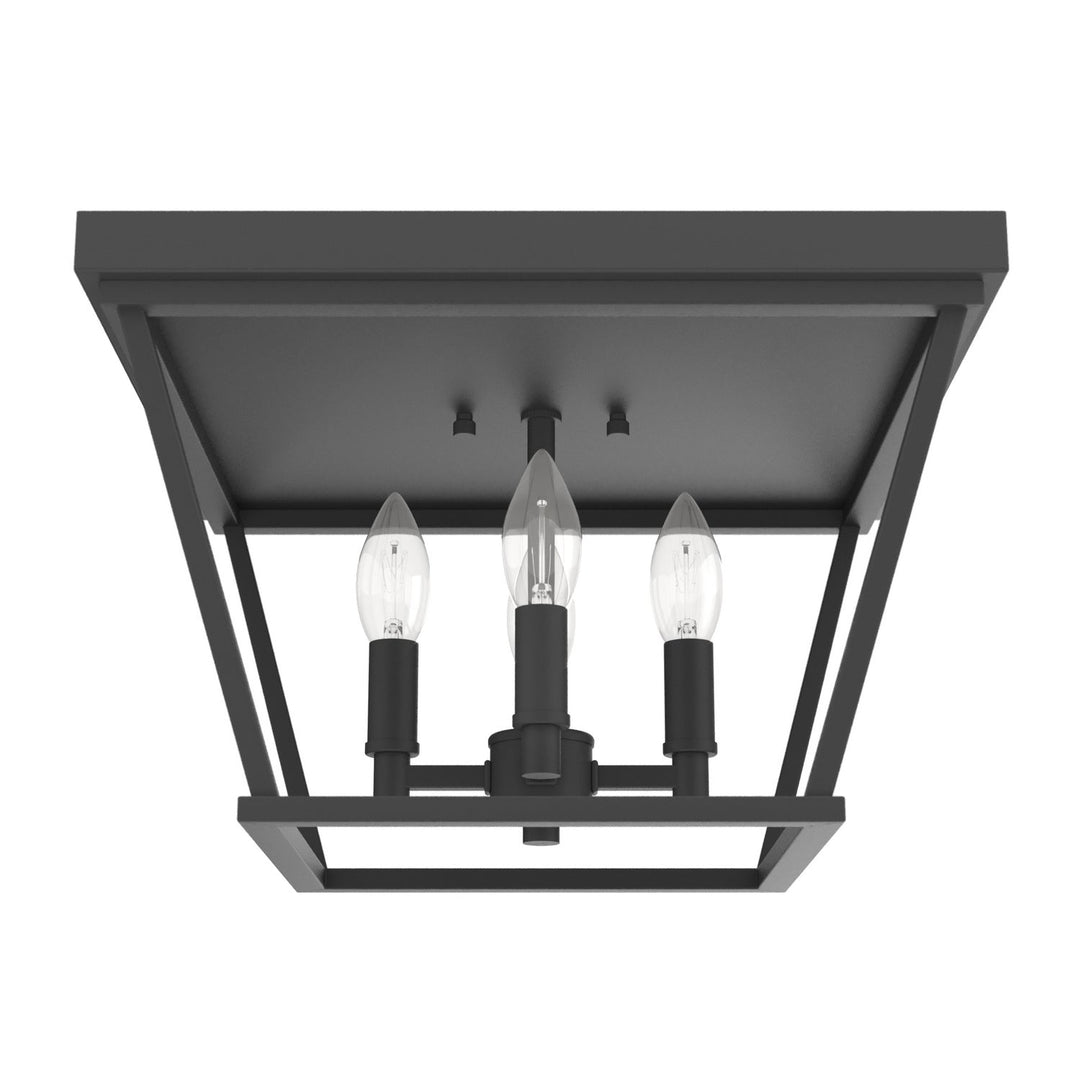 Laurel Ridge Four Light Flush Mount in Natural Black Iron
