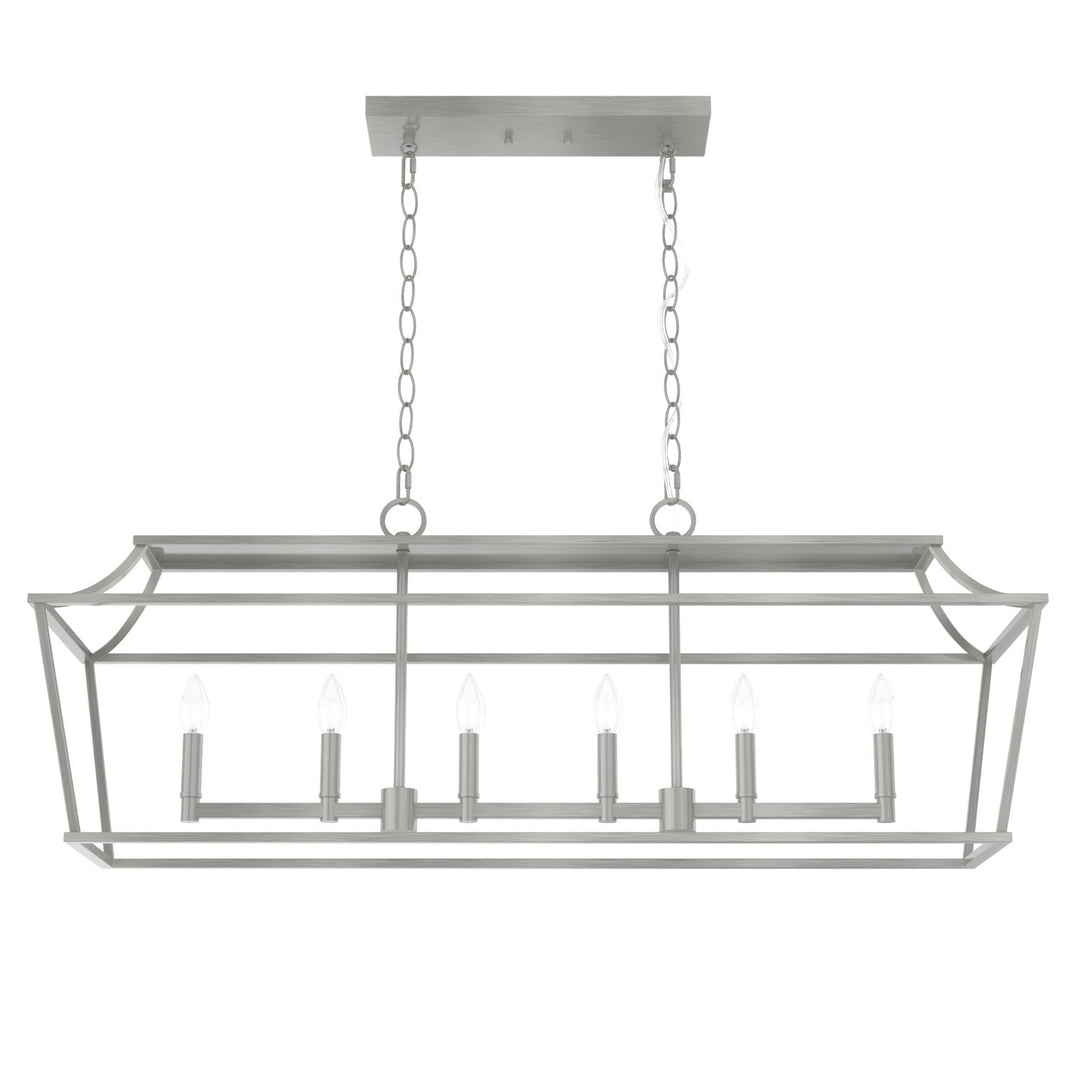 Laurel Ridge Six Light Linear Chandelier in Brushed Nickel