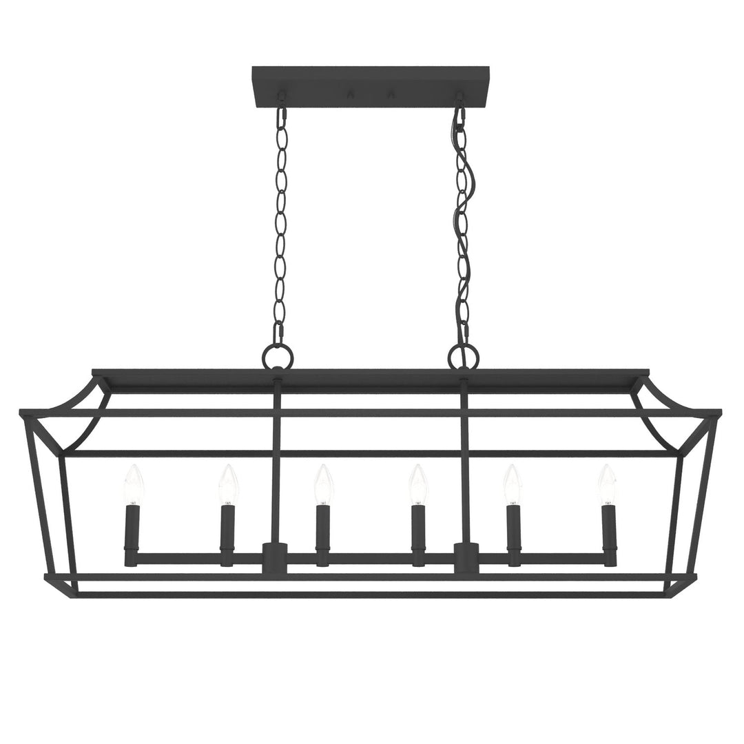 Laurel Ridge Six Light Linear Chandelier in Natural Black Iron