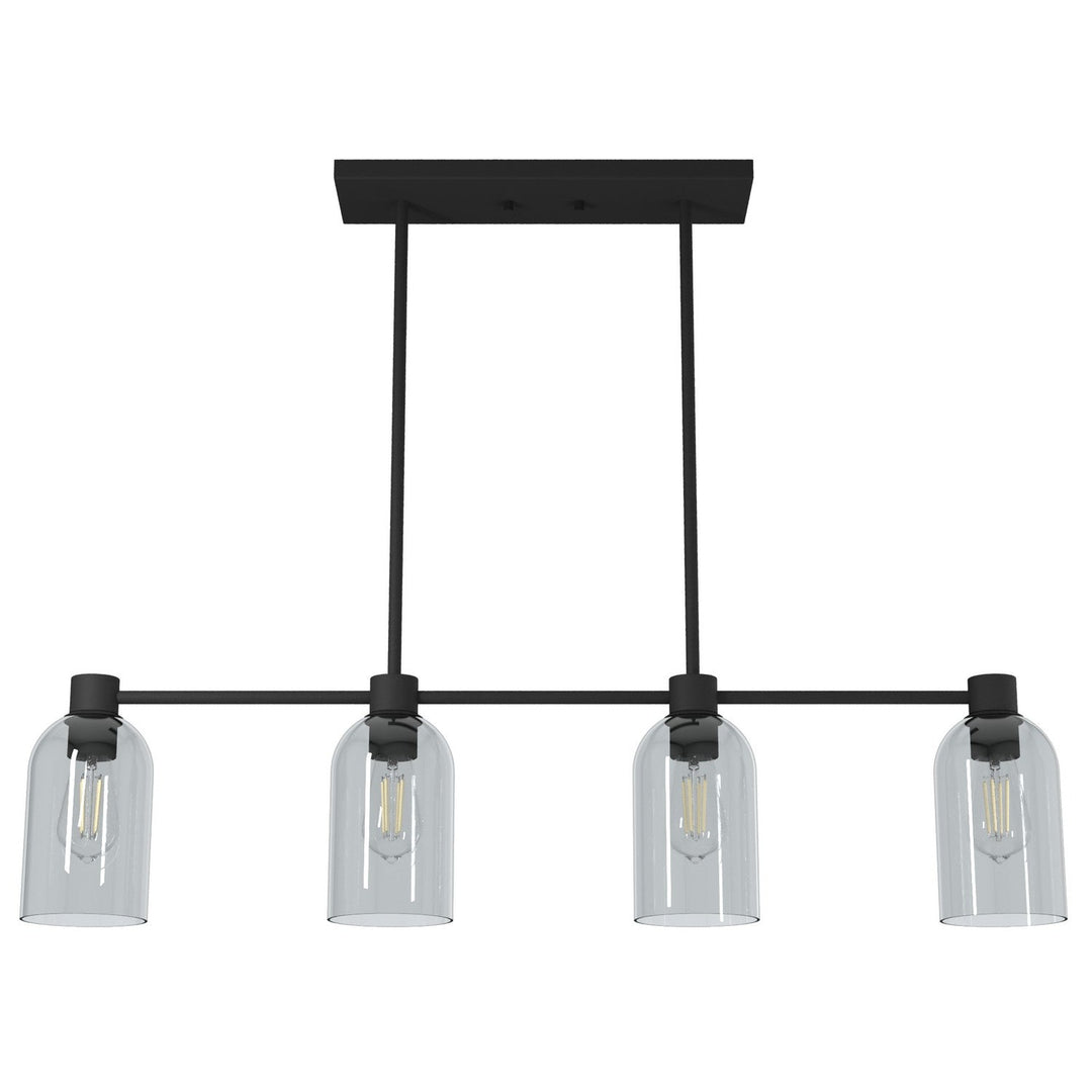 Lochemeade Four Light Linear Chandelier in Natural Black Iron