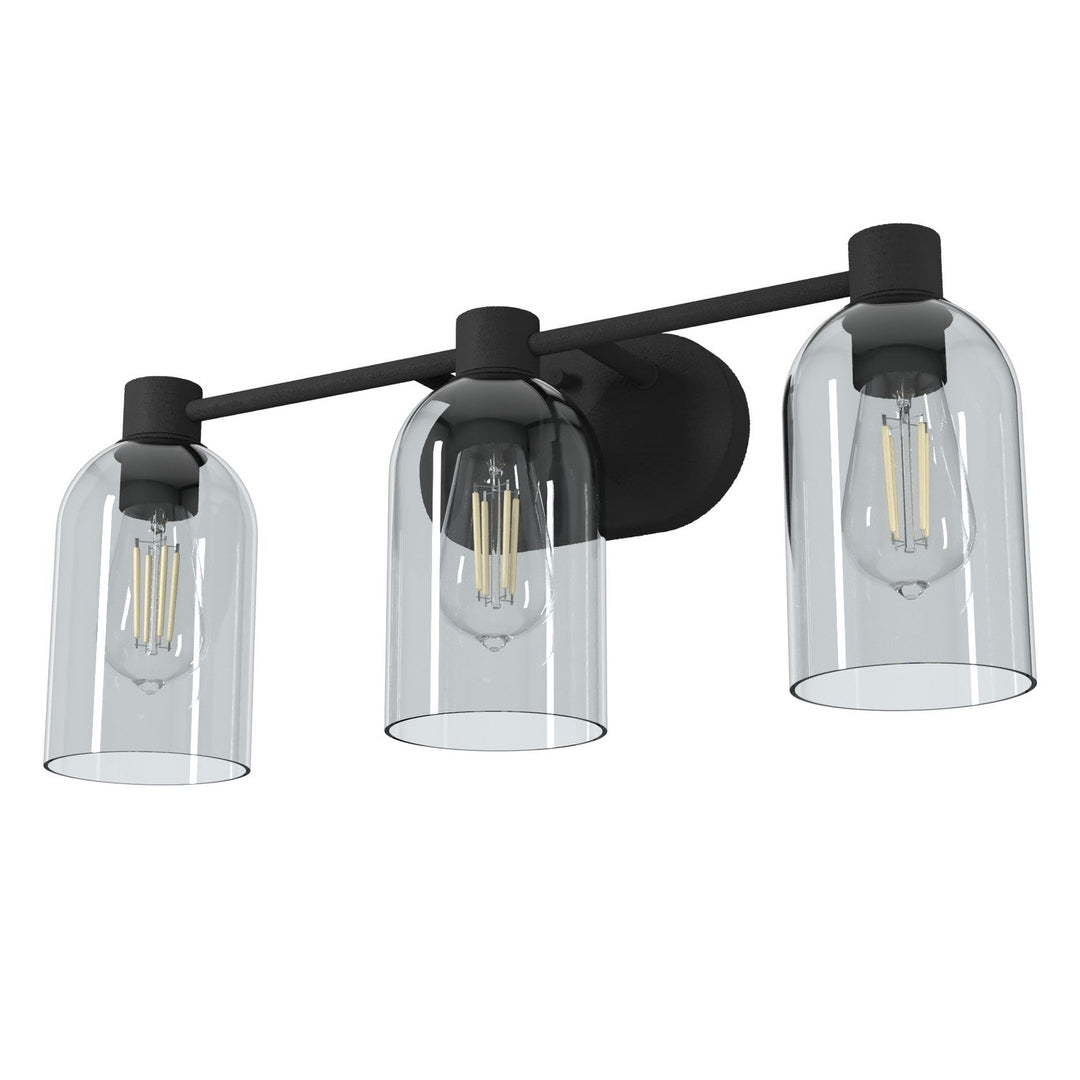 Lochemeade Three Light Vanity in Natural Black Iron