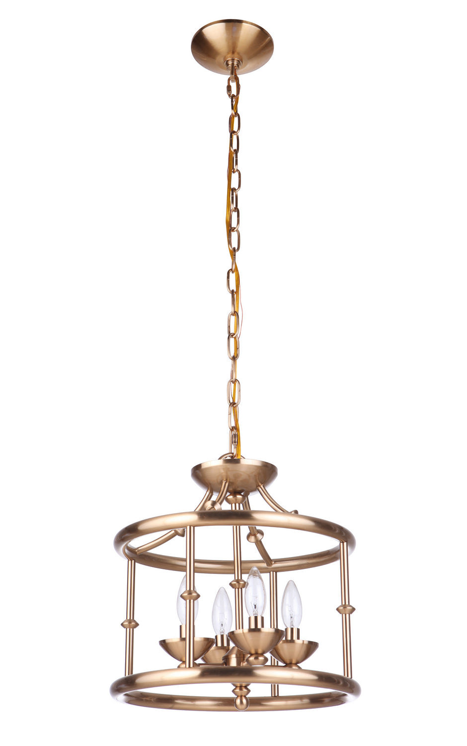 Marlowe Four Light Convertible Semi Flush/Pendant in Satin Brass