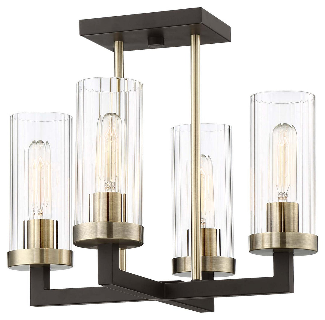 Minka Lavery Ainsley Court Four Light Semi Flush Mount in Aged Kinston Bronze with Brushed Brass