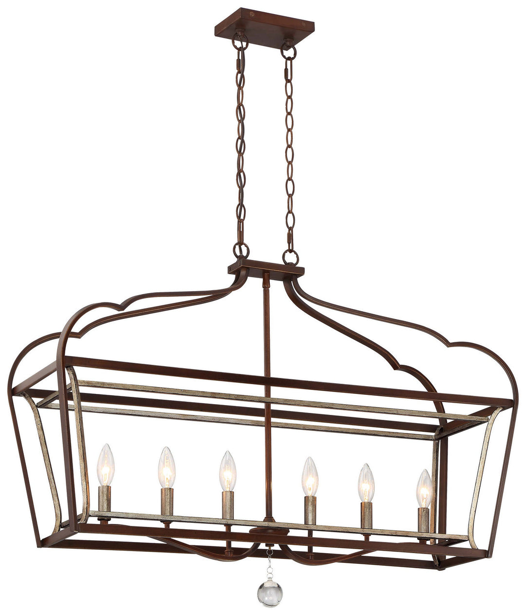 Minka Lavery Astrapia Six Light Island Pendant in Dark Rubbed Sienna With Aged Silver