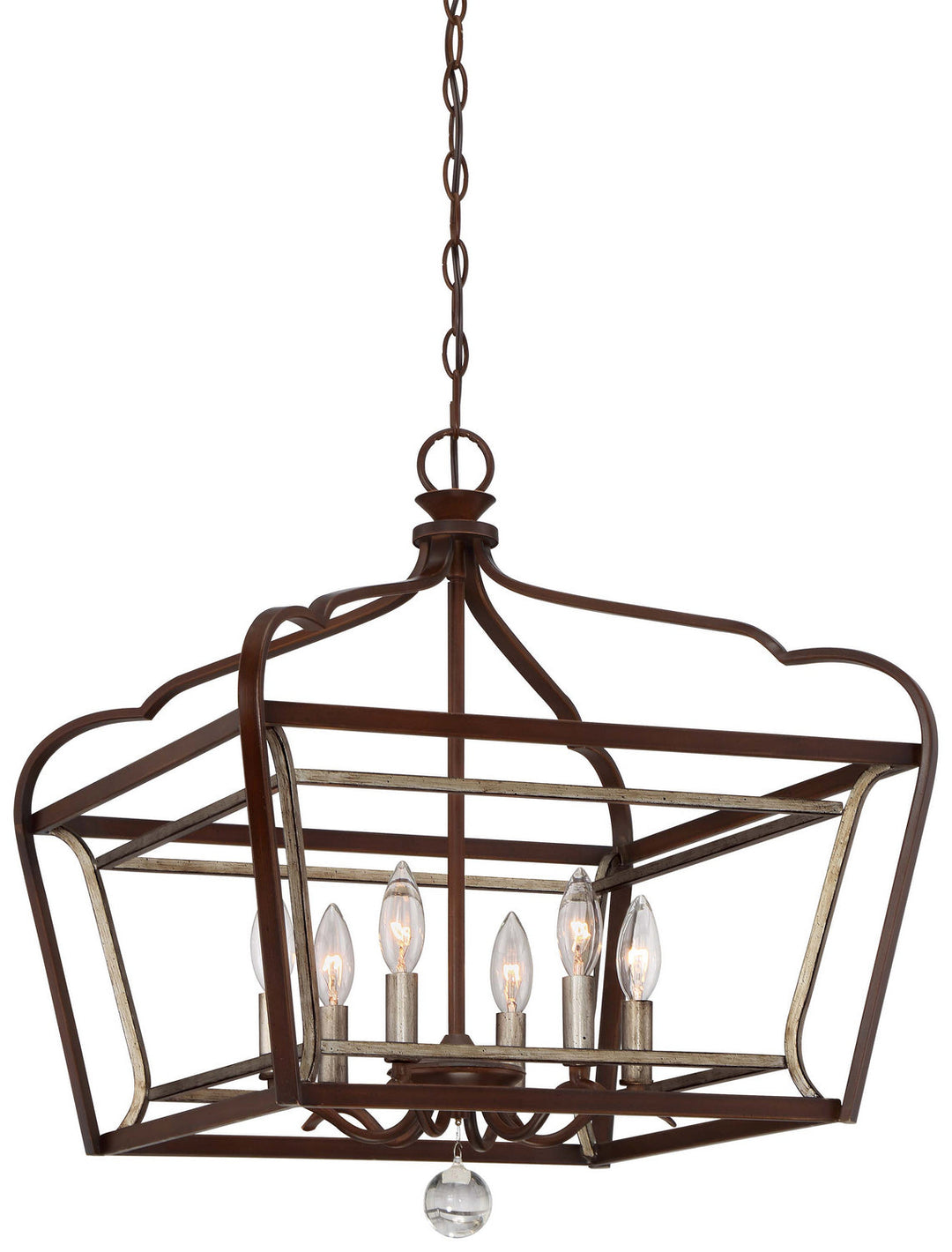 Minka Lavery Astrapia Six Light Pendant in Dark Rubbed Sienna With Aged Silver