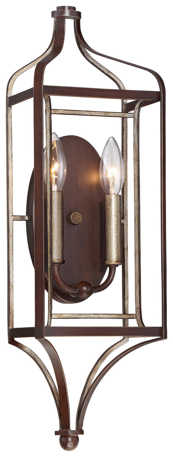 Minka Lavery Astrapia Two Light Wall Sconce in Dark Rubbed Sienna With Aged Silver