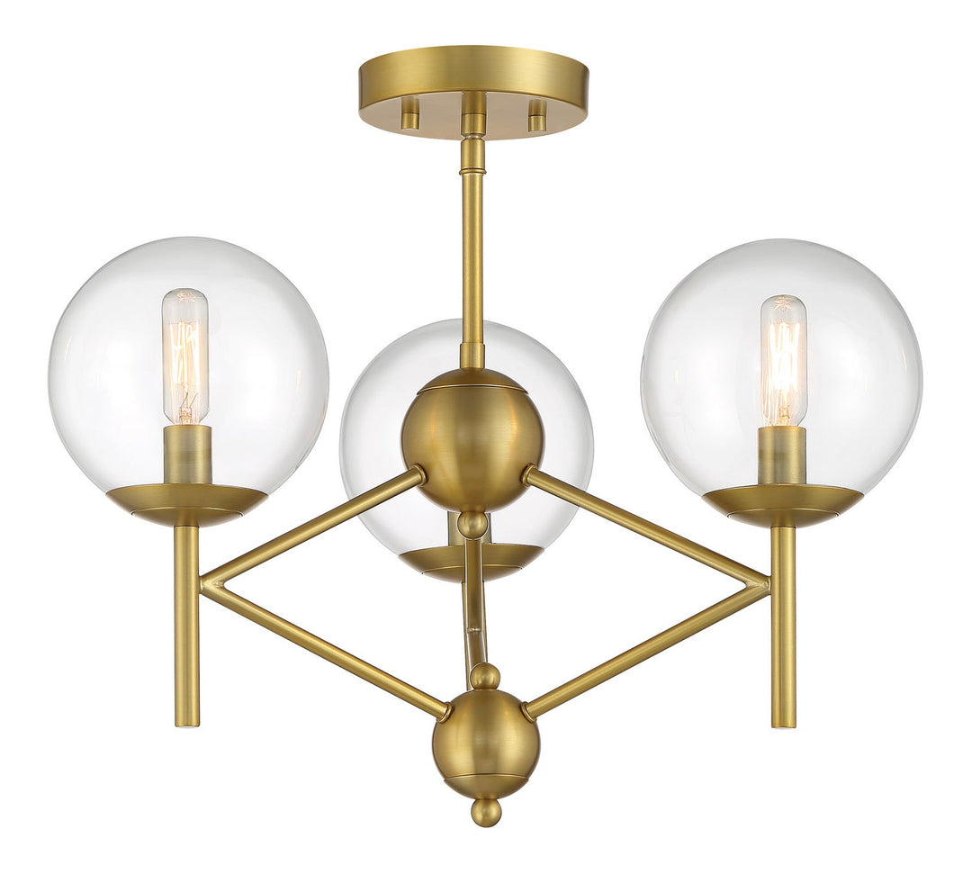 Minka Lavery Auresa Three Light Semi Flush Mount in Soft Brass