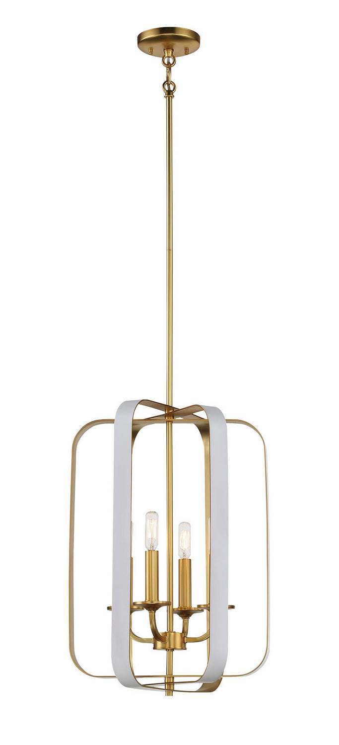 Minka Lavery Aureum Four Light Pendant in Matte White with Honey Goldd