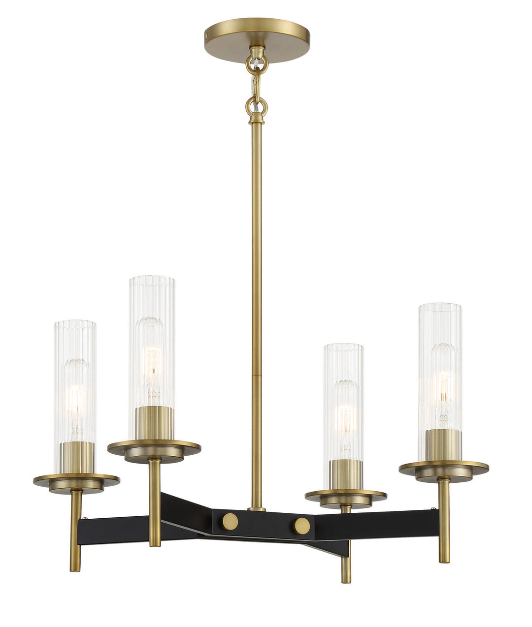 Minka Lavery Baldwin Park Four Light Chandelier in Coal And Soft Brass