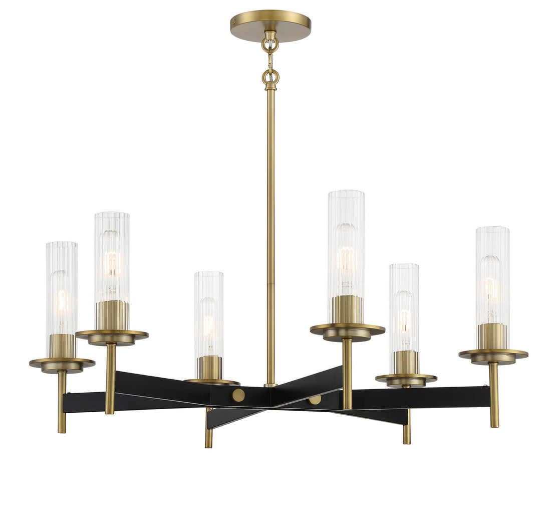 Minka Lavery Baldwin Park Six Light Chandelier in Coal And Soft Brass