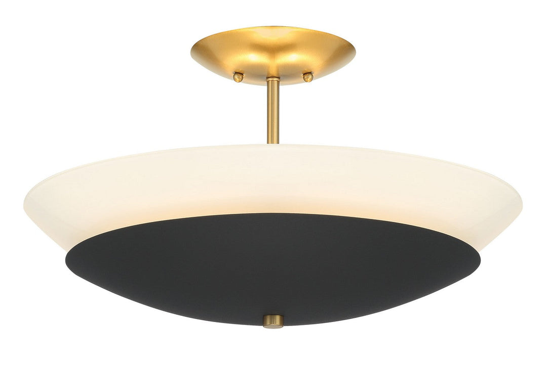 Minka Lavery Bax Three Light Flush Mount in Sand Coal And Soft Brass