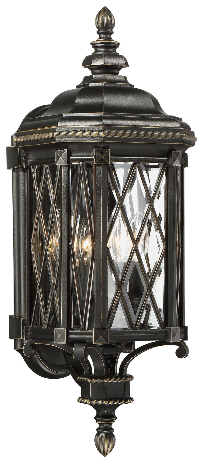 Minka Lavery Bexley Manor Four Light Outdoor Wall Mount in Coal with Gold Highlights