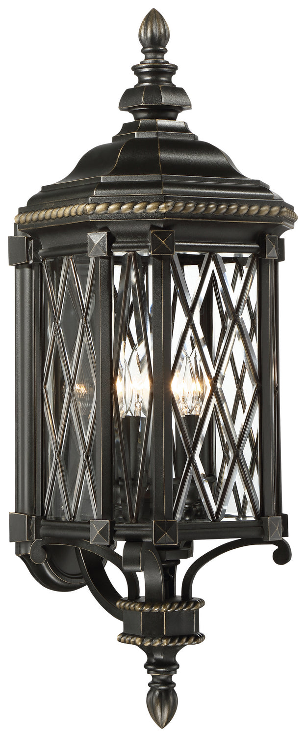 Minka Lavery Bexley Manor Four Light Outdoor Wall Mount in Coal with Gold Highlights