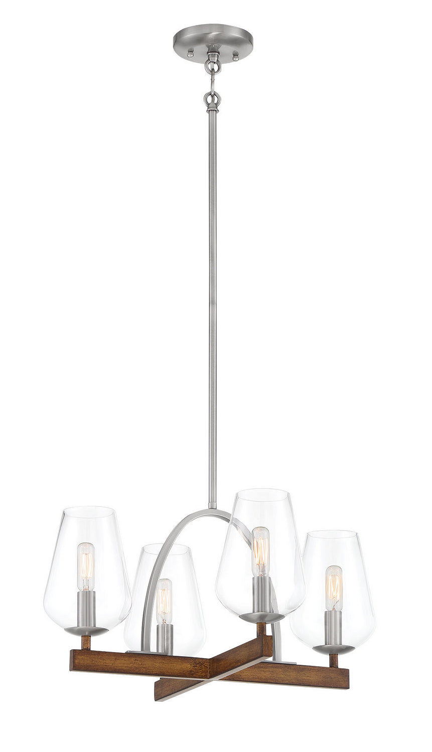 Minka Lavery Birnamwood Four Light Convetible Chandelier / Semi Flush in Koa Wood with Pewter