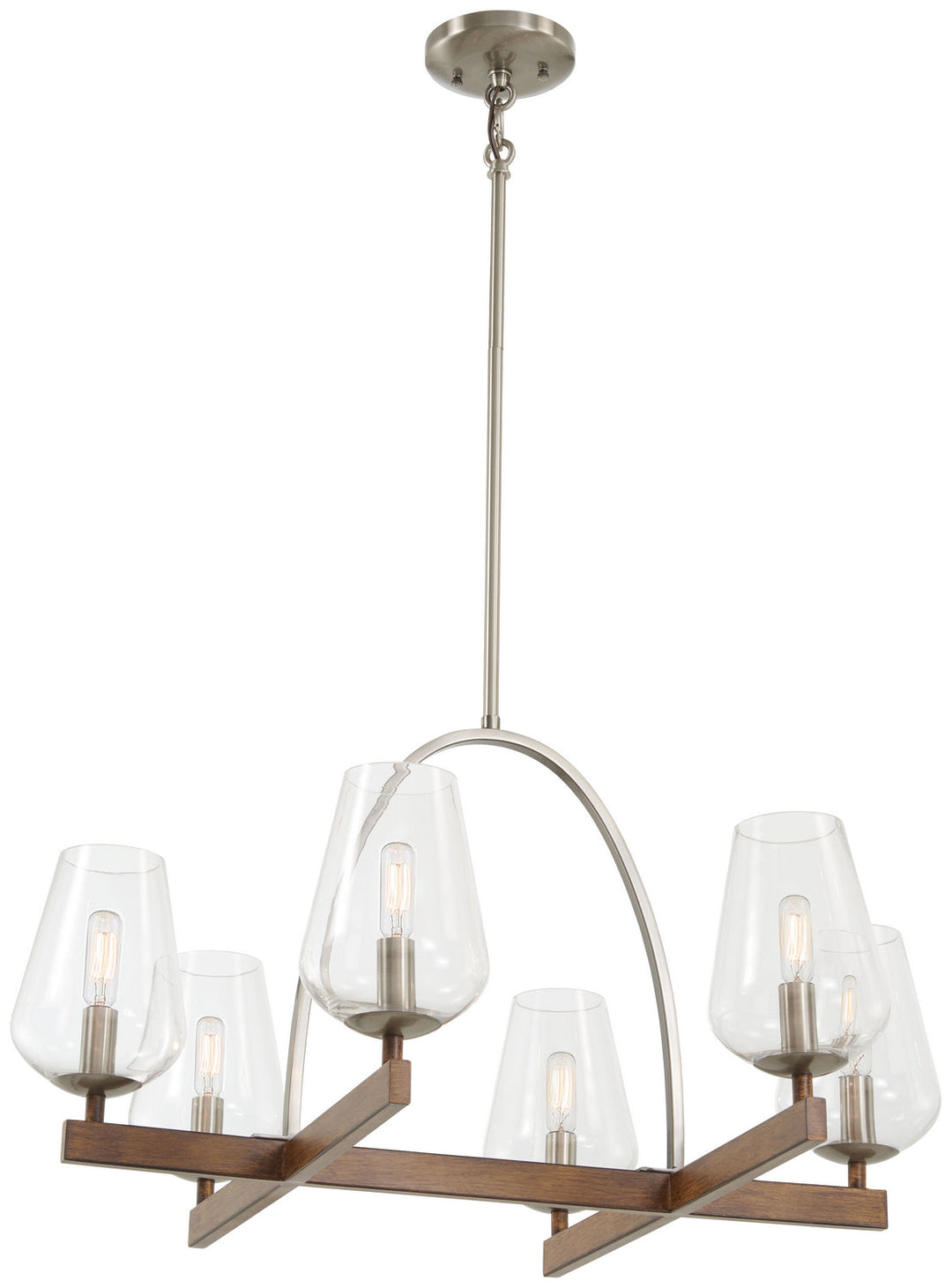 Minka Lavery Birnamwood Six Light Chandelier in Koa Wood with Pewter