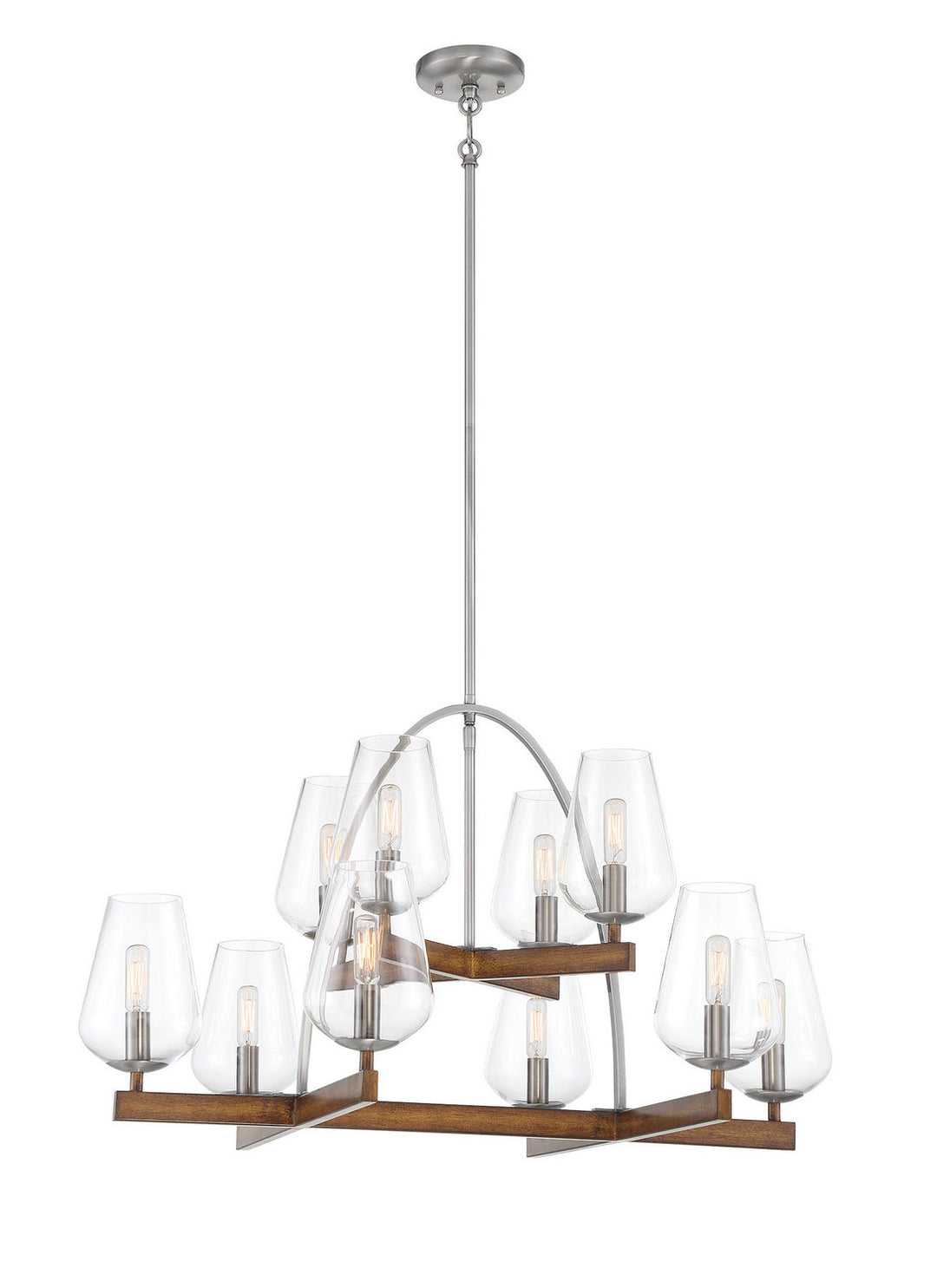 Minka Lavery Birnamwood Ten Light Chandelier in Koa Wood with Pewter