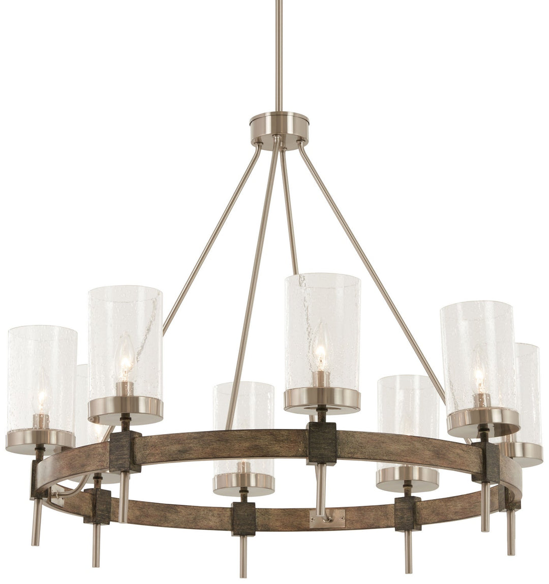 Minka Lavery Bridlewood Eight Light Chandelier in Stone Grey with Brushed Nickell